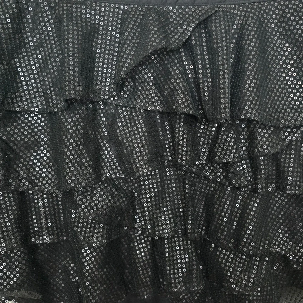 XXI Black Sequin Ruffle Tiered Mini Skirt‎ Party Club Womens Medium
